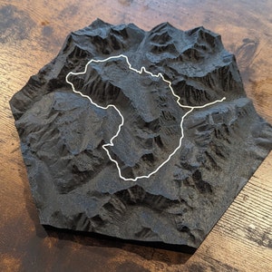 Mapa topográfico de senderos en 3D de Four Pass Loop, arte de pared