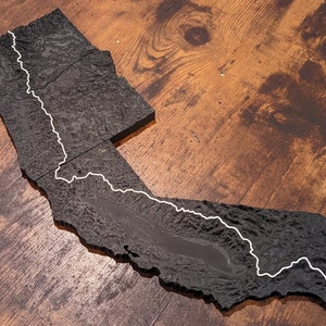 Arte de parede do mapa topográfico 3D da Pacific Crest Trail (PCT)