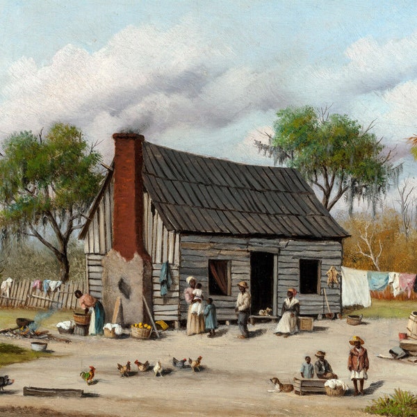 Sharecroppers Gathering in the Yard WILLIAM AIKEN WALKER Framed canvas art print giclee, impressive quality, Matte finish, ready to hang