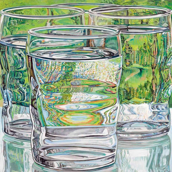 Framed canvas art print giclée or poster - janet fish skowhegan water glasses - impressive quality. ready to hang