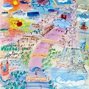 Framed canvas art print giclée or poster - raoul dufy paris et la tour eiffel - impressive quality. ready to hang