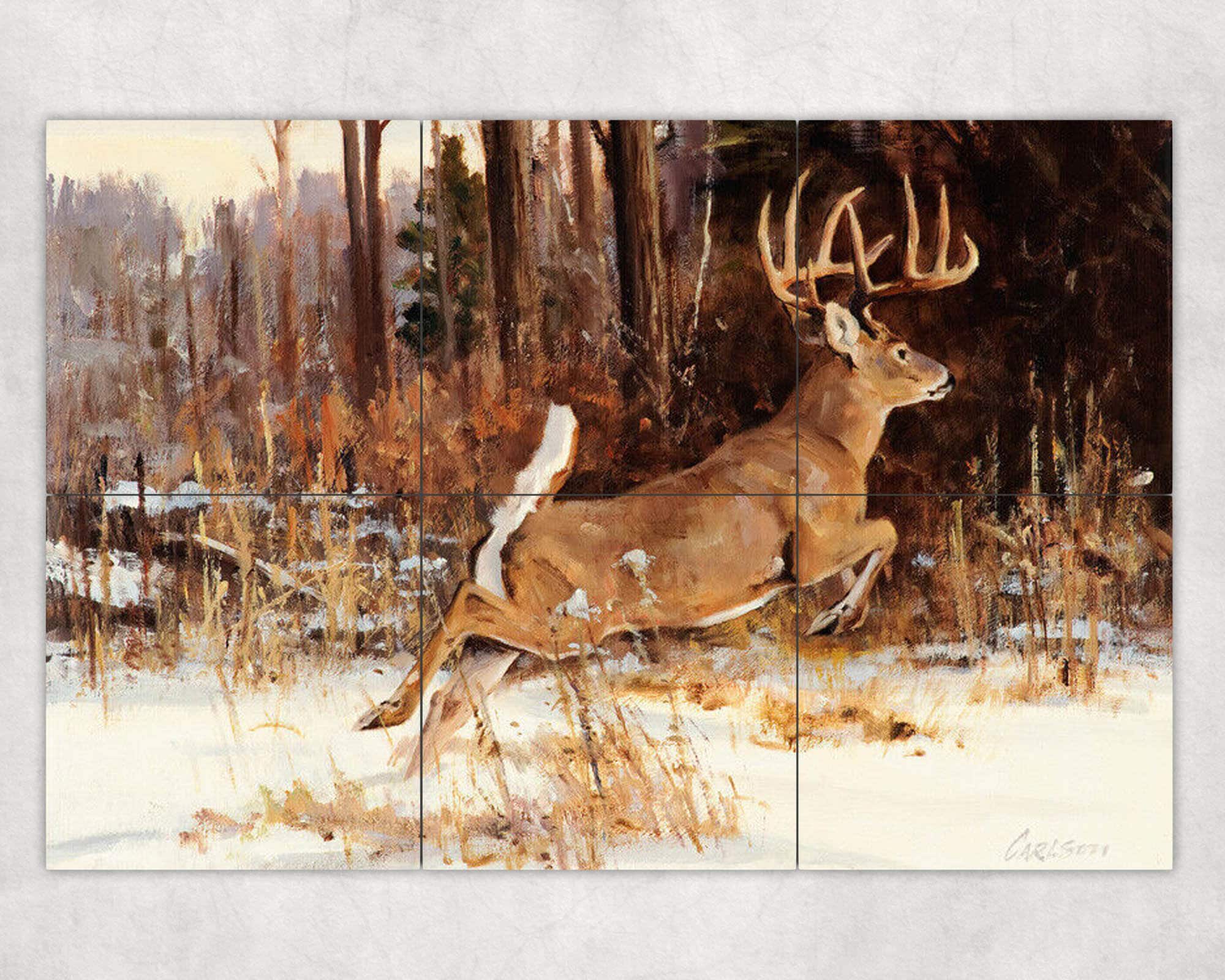 Whitetail Deer Dense Cover Moose Wildlife Ceramic Tile Mural Backsplash