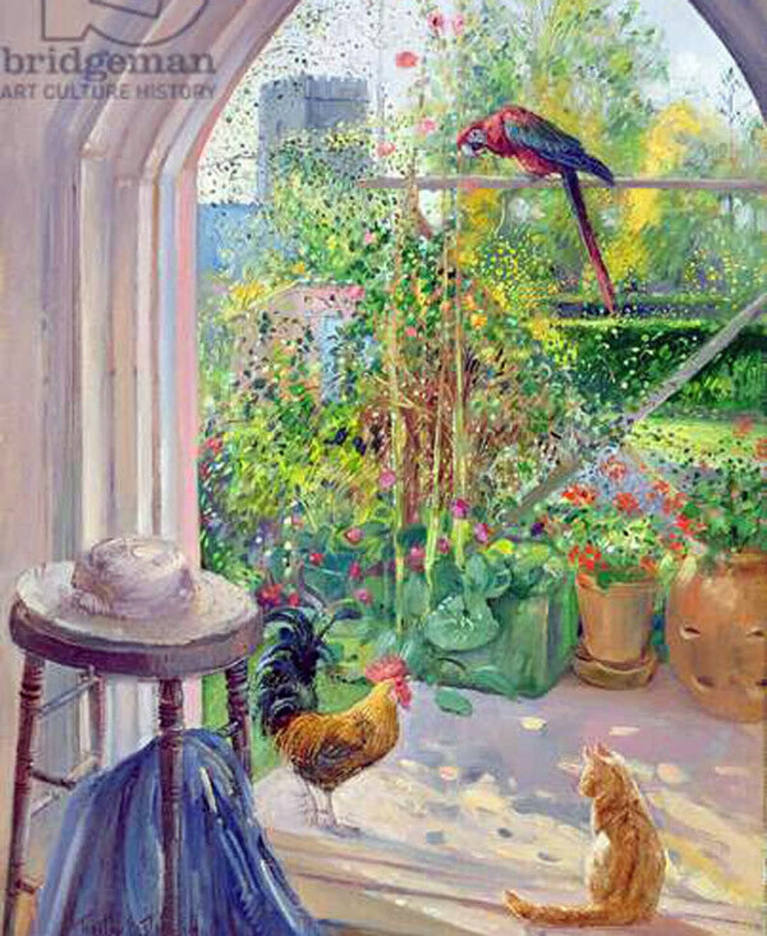 Trellis Cat Rooster Parrot Garden View Ceramic Tile Mural - Etsy