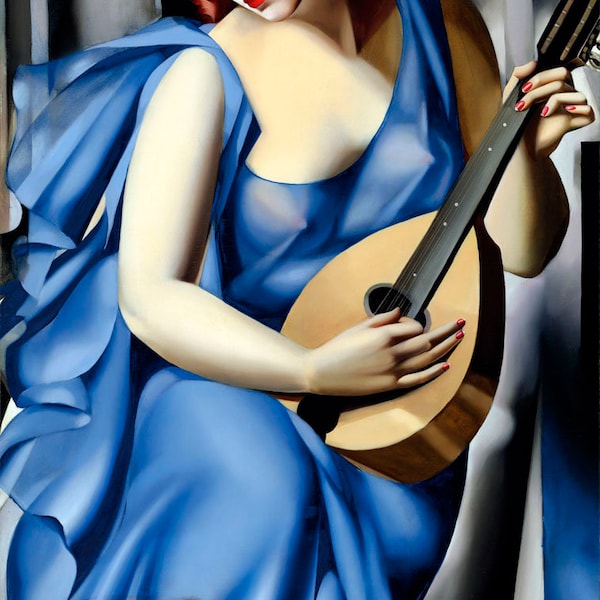 Framed canvas art print giclée or poster - tamara de lempicka la musicienne -art deco - impressive quality. ready to hang