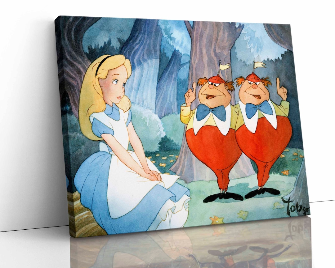 Alice in Wonderland Tweedledee and Tweedledum Illustration Stretched