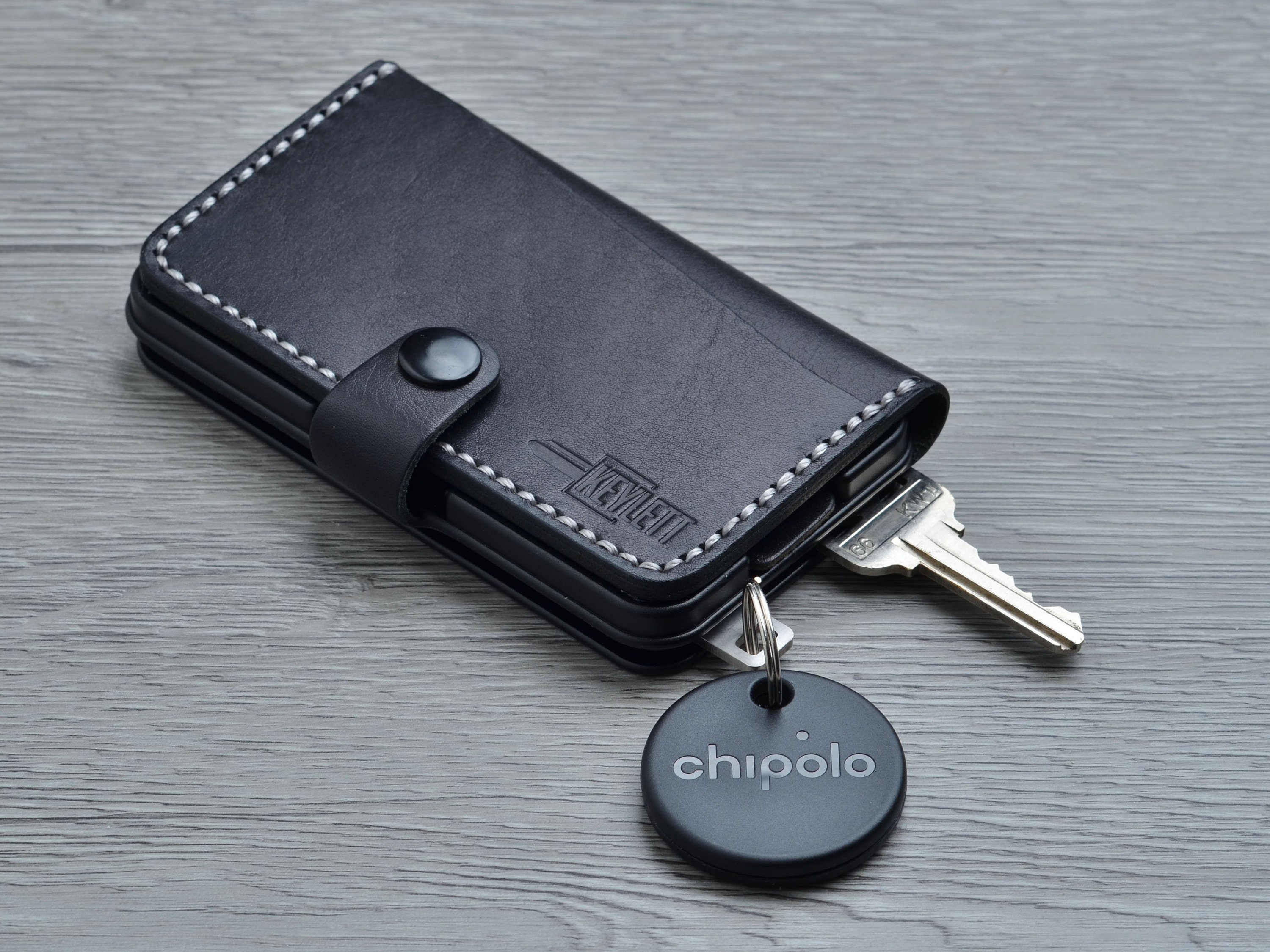 Leather Keychain Wallet Key Organizer RFID Blocking Key 