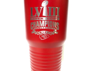 Personalized Tumbler, custom Tumbler, Engraved Cup, Kansas City Chiefs Inspired Tumbler, Super Bowl 58 Champs Inspired Tumbler, 20oz, 30oz