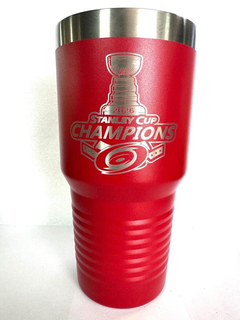 Personalized Tumbler, custom Tumbler, Engraved Cup, Carolina Hurricanes Inspired Tumbler, Stanley Cup Champs Inspired Tumbler, 20oz, 30oz 30oz Red
