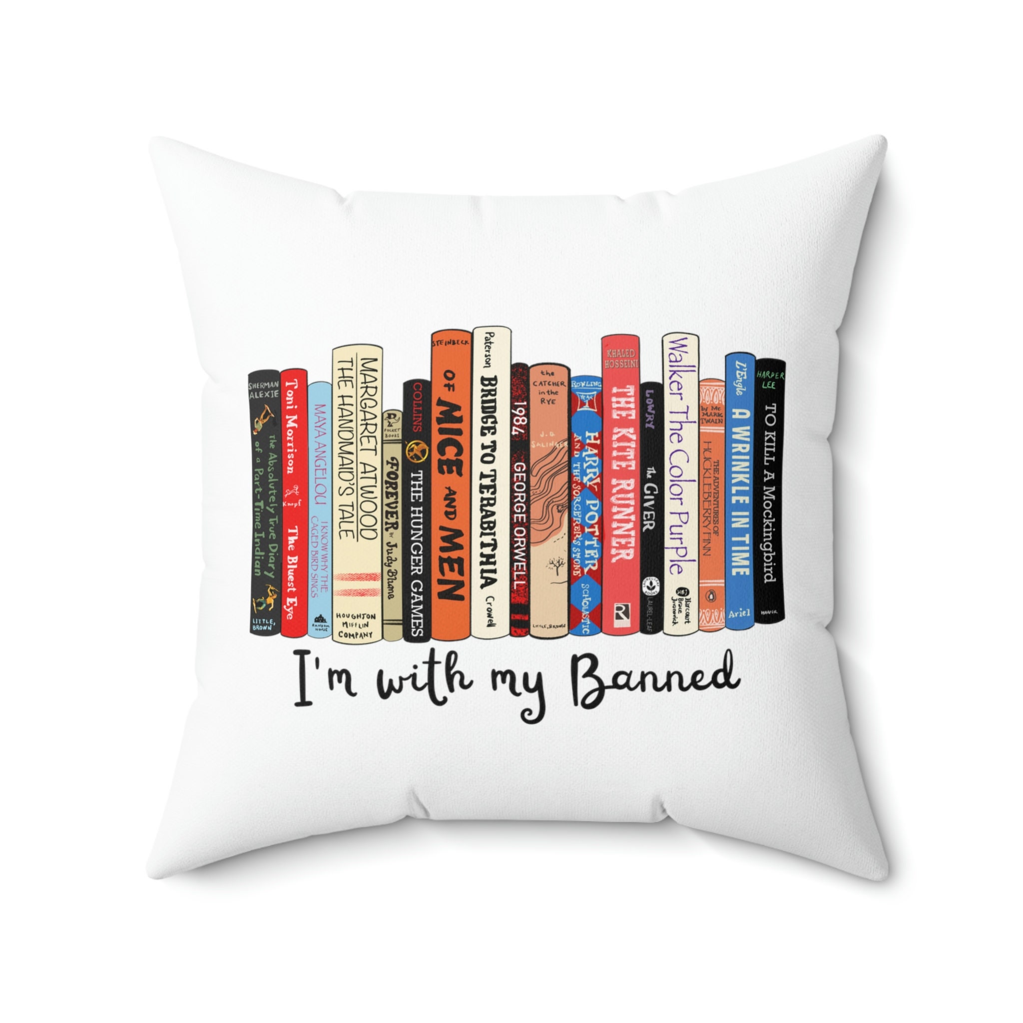 I'm With the Banned Pillow Banned Books Reading Pillow Librarian