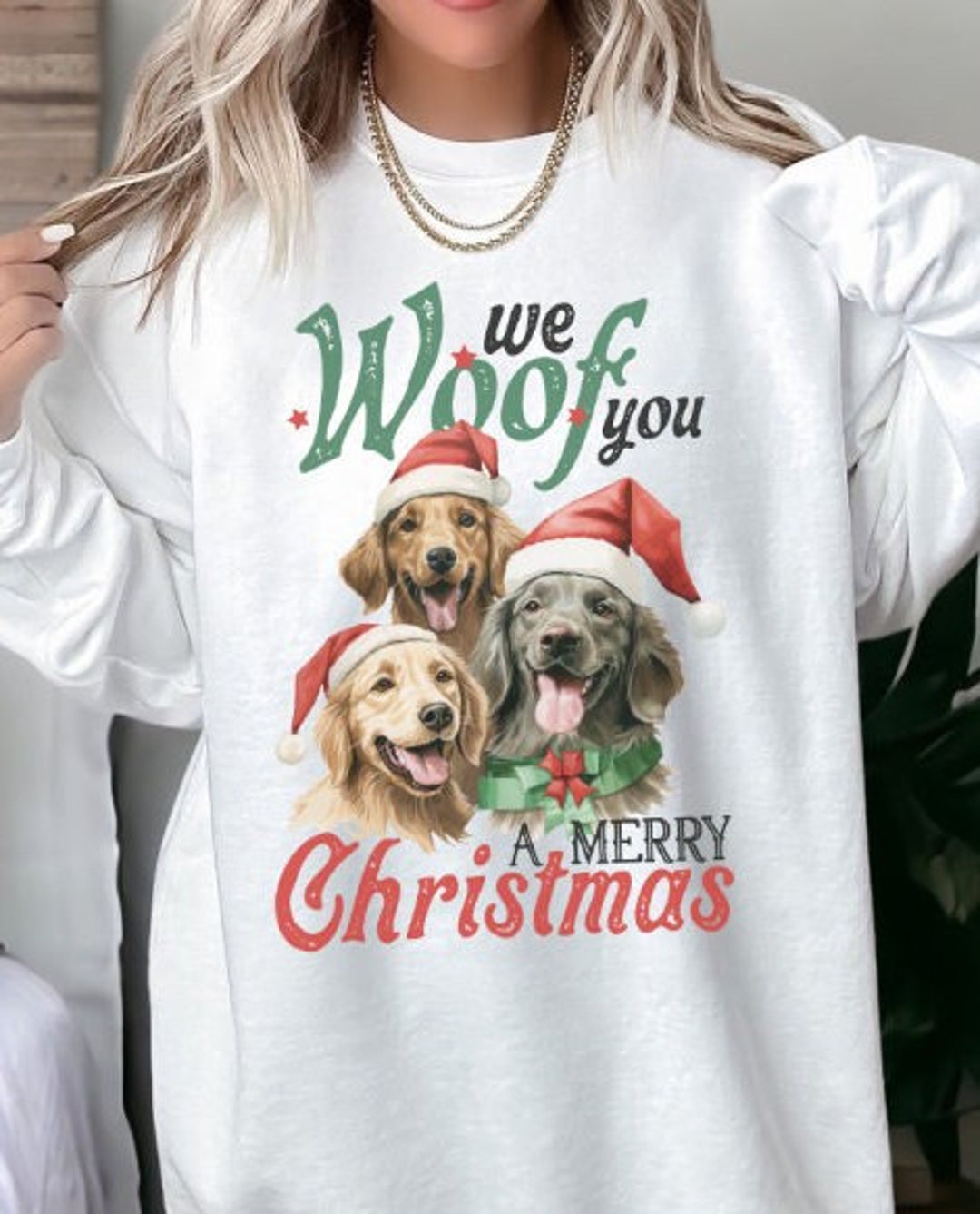Comfort Colors® We Woof You A Merry Christmas Sweatshirt, Dog Christmas