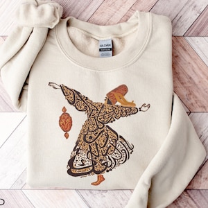 Bluza z kapturem Dancing Dervish, bluza z kapturem Rumi Poetry, prezent na Ramadan, Światowy Dzień Języka Arabskiego, sztuka perska, docenianie kaligrafii, klub książki