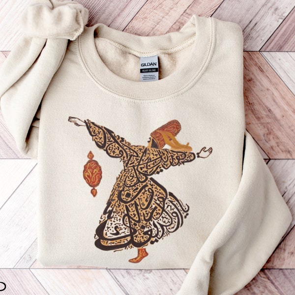 Dancing Dervish Sweatshirt, Rumi Poetry Hoodie, Ramadan Gift, World Arabic Language Day, Persian Art, Calligraphie appreciation, book club