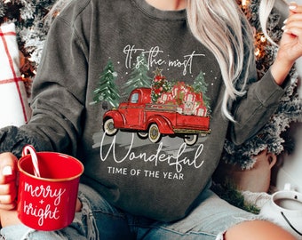 Comfort Colors® Es ist die schönste Zeit des Jahres Sweatshirt, Weihnachts-Sweatshirt, Winter-Pullover, gemütliches Jahreszeit-Geschenk, Weihnachtsmann-Rundhalsausschnitt