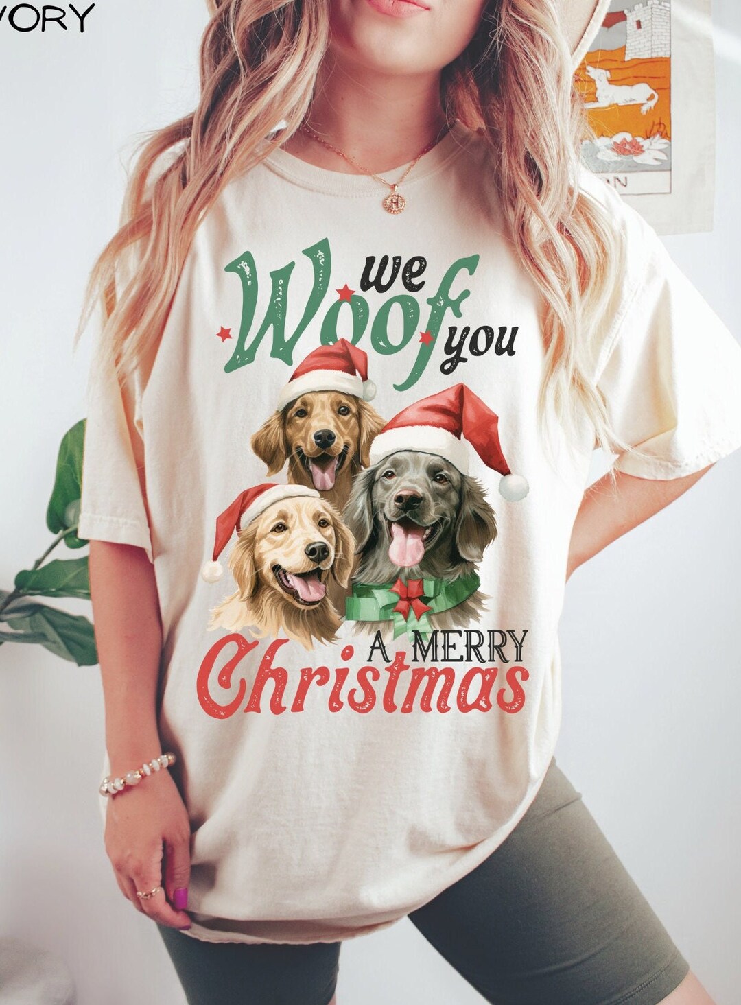 Comfort Colors® We Woof You A Merry Christmas Tshirt, Dog Christmas