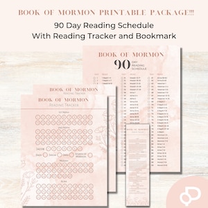 Può includere: Un set stampabile per la lettura del Libro di Mormon, che include un programma di lettura, un tracker di lettura e un segnalibro. Il programma è un piano di 90 giorni con un elenco dei capitoli da leggere ogni giorno. Il tracker è una griglia con caselle da spuntare per ogni capitolo letto. Il segnalibro è un elenco verticale dei capitoli con caselle di controllo.
