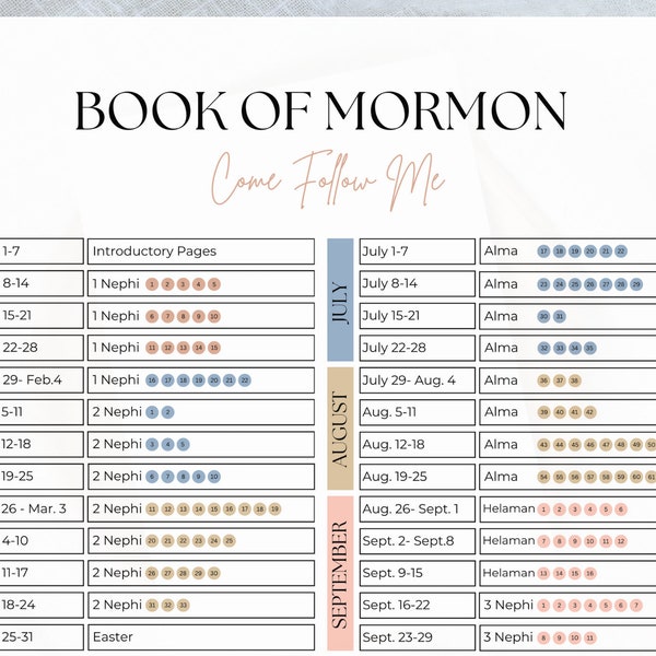 Come Follow Me Book of Mormon Reading Chart, 2024 Come Follow Me, Book of Mormon Reading Schedule, LDS BofM, Come Follow Me 2024