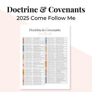 2025 Come Follow Me Doctrine & Covenants Tracker, Come Follow Me, LDS Study, LDS Printables