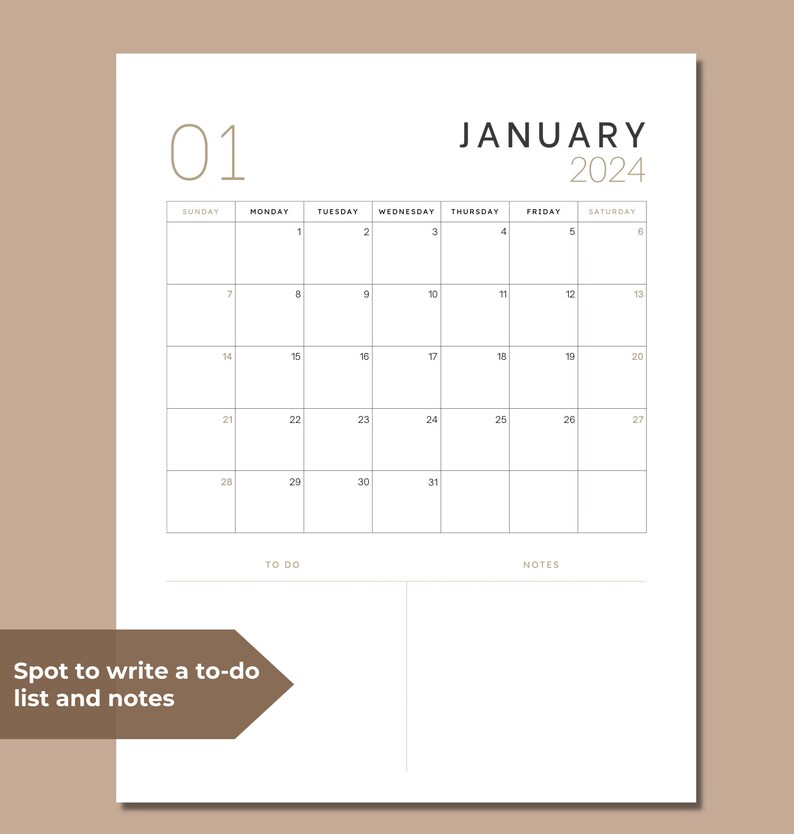 2024 Calendar 2024 Monthly Planner Vertical Sunday Start Letter Size