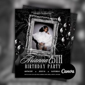 Silver & White Birthday Flyer, Pisces Birthday Invitation, Digital Flyer, Birthday Girl, Birthday Dinner, Birthday Turn Up,Celebration Flyer