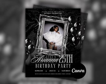 Silver & White Birthday Flyer, Pisces Birthday Invitation, Digital Flyer, Birthday Girl, Birthday Dinner, Birthday Turn Up,Celebration Flyer