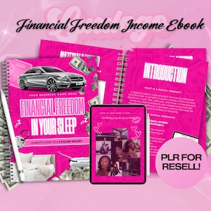 Financial Freedom In Your Sleep MRR Template D.I.Y Digital Book,Cash Flowing Clientele E-Book,Book Art Design,Female Entrepreneur,Pink Ebook
