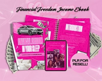 Financial Freedom In Your Sleep MRR Template D.I.Y Digital Book,Cash Flowing Clientele E-Book,Book Art Design,Female Entrepreneur,Pink Ebook