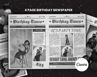 Vintage DIY Newspaper Invitation for a Memorable Birthday Bash, Newspaper Birthday Invitation Vintage Birthday Newspaper, Large Newspaper
