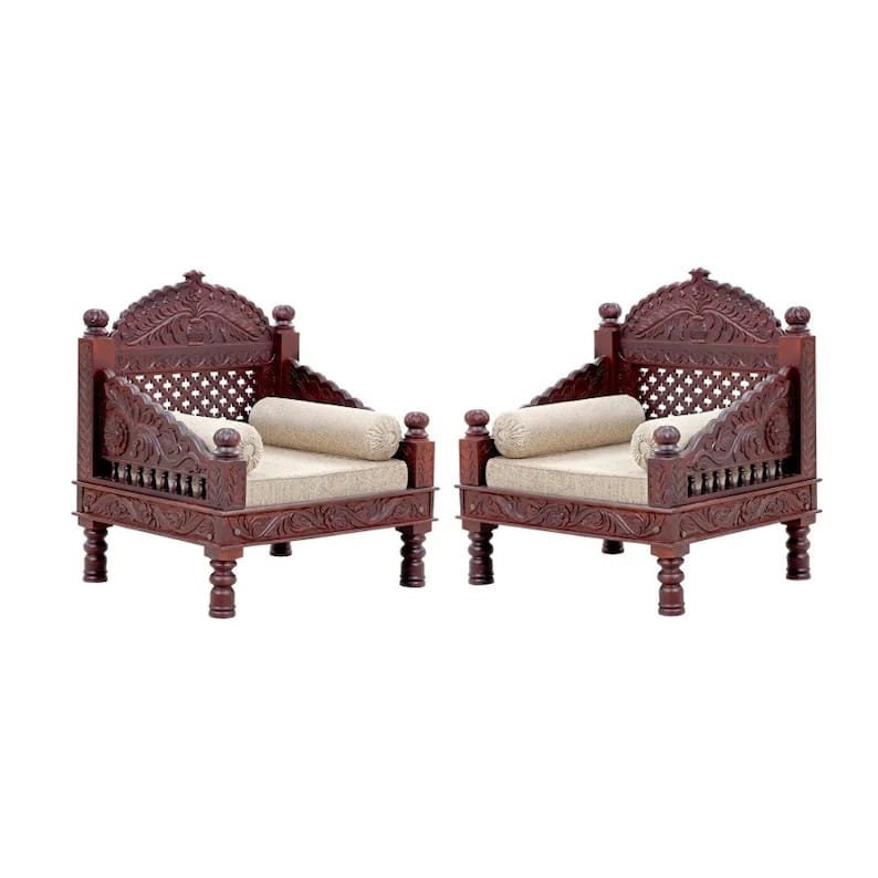 Traditional wooden 2024 sofa set
