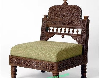 Handcrafted solid Teak wooden sofa chair/ beautifully fine carved sofa chair