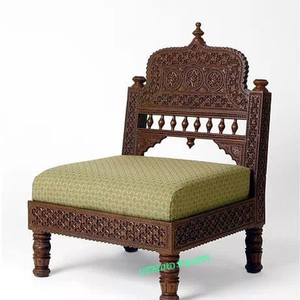 Handcrafted solid Teak wooden sofa chair/ beautifully fine carved sofa chair