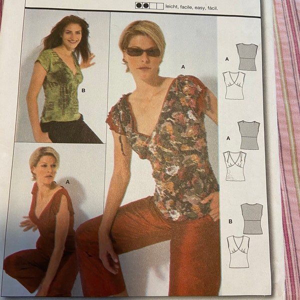 Unused sewing pattern for knit summer tops Burda 8361, sizes 6-18.