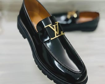 Handgefertigte schwarze Leder Loafers, Herren Mokassins, formelle Schuhe