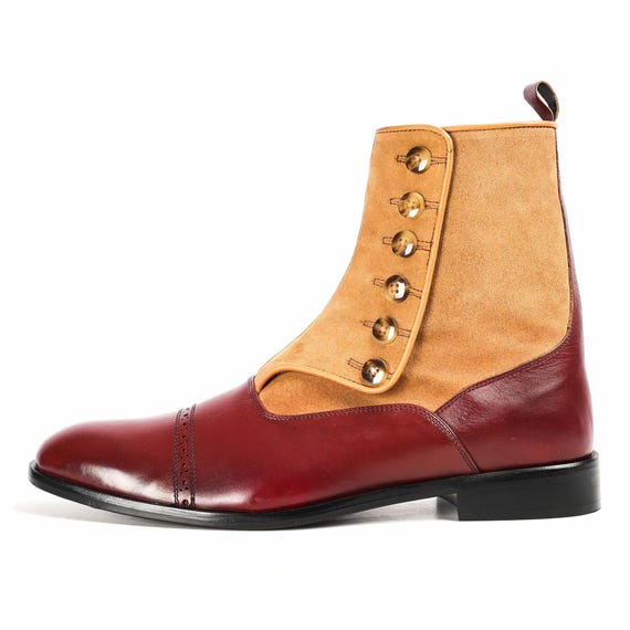 mens vintage dress boots Oyedens Combat for Men with Side Zipper Comfortable Casual Wide Width Lace up Leather Orthopetic Walking Riding Ankle Booties Wine Size Depending on where you live Vintage Foundry Co. | Men's