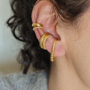 Singolo orecchino placcato in oro, piccolo cerchio aperto senza piercing, orecchini a cerchio a conchiglia, minimalisti, graziosi, moderni, boho, impilabili