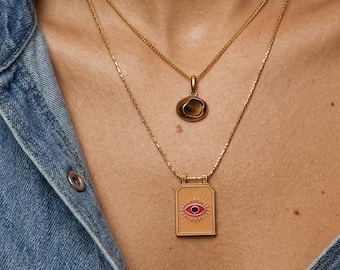 Gold Tiger Eye Necklace, Natural Stone Pendant Necklace, Stainless Steel Necklace, Brown Stone Necklace, Everyday Jewelry Gift