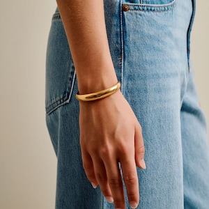 Gold bold cuff, thick 24k gold plated bracelet, stacking statement bracelet boho delicate minimalist, free people style, 6-7.5 in, xmas gift