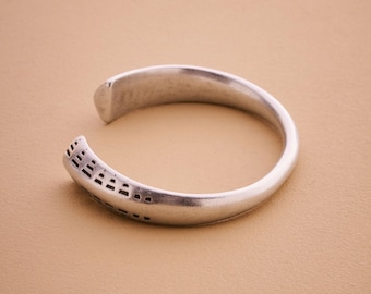 Open silver ethnic tribal cuff bracelet, stacking bracelet chunky hippie boho