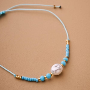 Colorful pearl anklet for women, red pink or blue beaded ankle bracelet, adjustable cord anklet, summer beach jewelry, boho anklet gift
