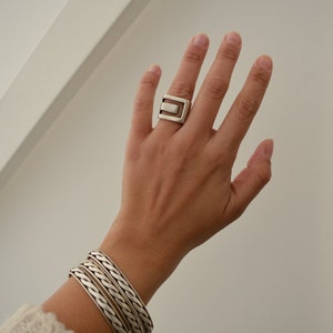 Großer antiker Silber Ring, geometrischer Ring, Boho Schmuck Geschenk für sie, großer quadratischer Statement Ring Bild 6