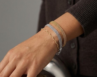 Silver Bismarck Chain Bracelet, Stainless Steel Bracelet, Waterproof Silver Bracelet, 6mm Chain Bracelet, Matching Necklace