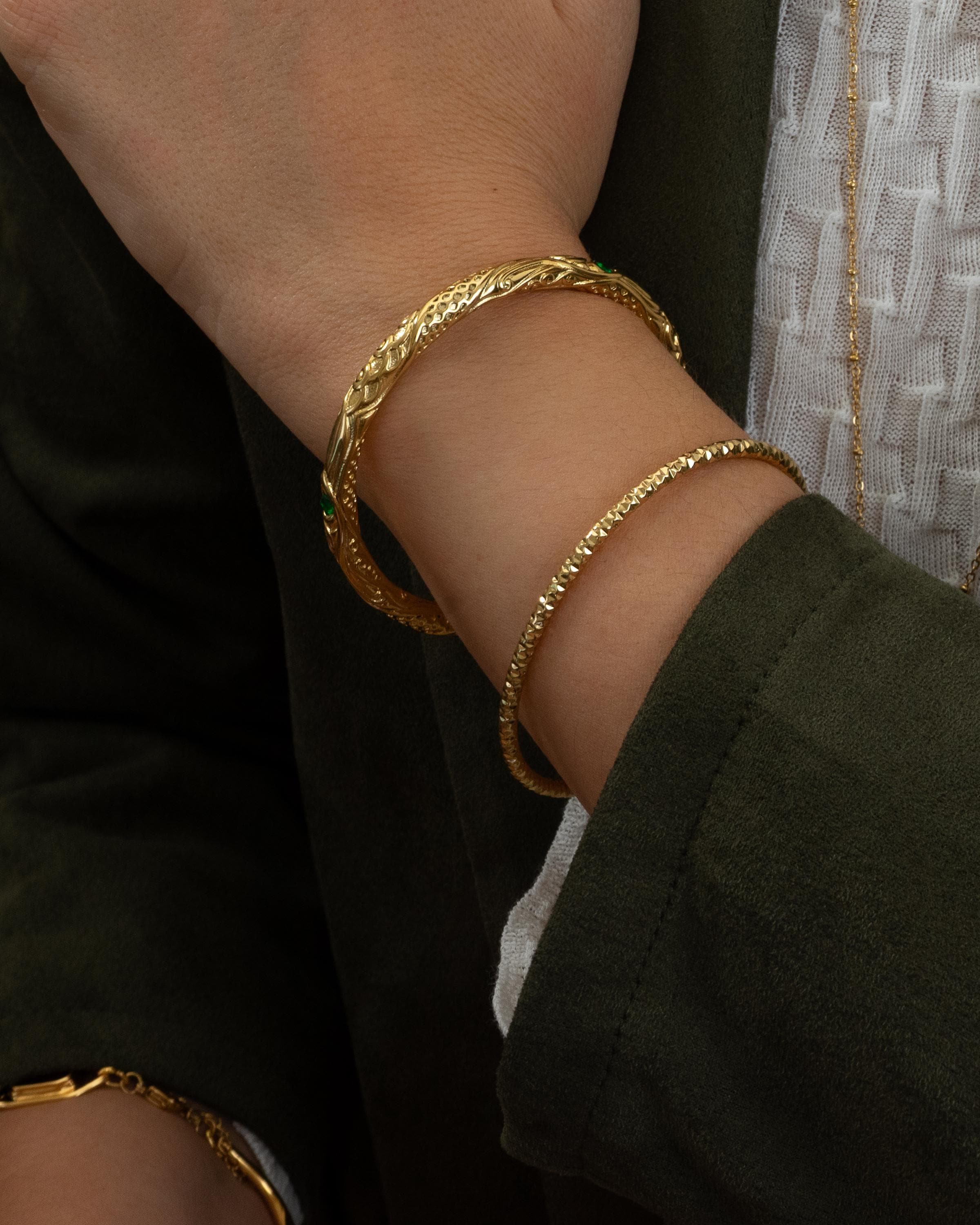 3 Pezzi Bracciale Braccio Superiore, Bracciale Oro Donna, Bracciale Donna Oro, Braccialetti da Braccio in Oro per Parte Superiore del Braccio, Anello da Polso Aperto per Donne, Misura Unica