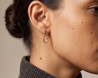 Gold Abstract Stud Earrings, Organic Shape Earrings, Sculptural Earrings, Modern Gold Earrings, Titanium Posts
