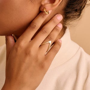 Anello geometrico in acciaio inossidabile dorato, anello moderno, delicato e minimalista, a strati,