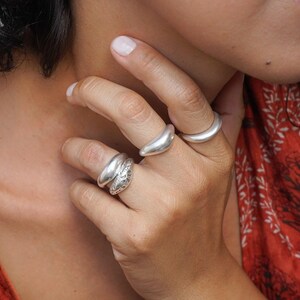 Silver thin soft curve ring image 3