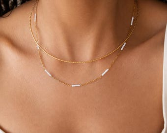 Gold Stainless Steel Collar Necklace, Diamond Cut Minimal Chain, Rigid Choker