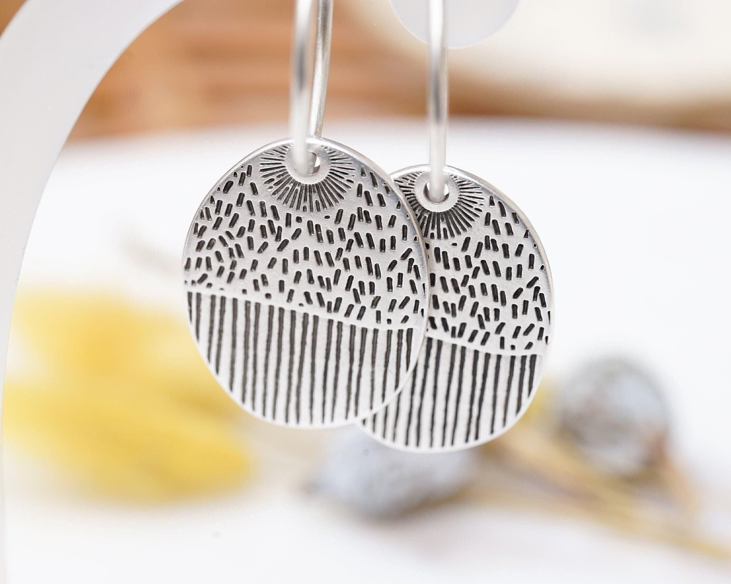 Boucles D'oreilles Pendantes Argent Massif 925 - Style Créole Ethnique, Anciennes, Occasion