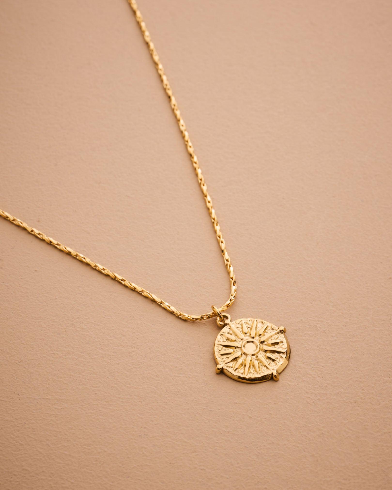Gold VERGINA SUN necklace, Gold Macedonian Symbol Pendant, Stainless Steel Snake Chain, Greek Heritage Necklace, Minimalist Gift for Her