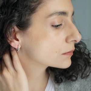 Classic silver open hoop earrings, 3/4 small huggies hoops, minimalist dainty modern tiny bohemian stacking hoop earrings, gift for her