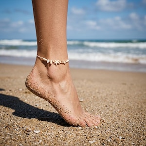 Shell Beaded Anklet, Adjustable Beach Ankle Bracelet, Summer Jewelry beaded ankle bracelet, adjustable cord anklet, summer beach jewelry