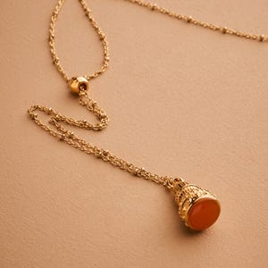 Gold enamel pendulum necklace, boho pendant necklace, long chain necklace, gold plated statement jewelry, spiritual charm necklace